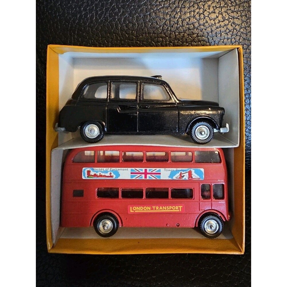 London Taxi Cab Budgie Models Diecast w/ Box Made In England & Double Decker Bus